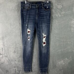 Judy Blue Skinny Fit Jeans Women's Medium Wash Distressed Size 9/29 (31x28.5)